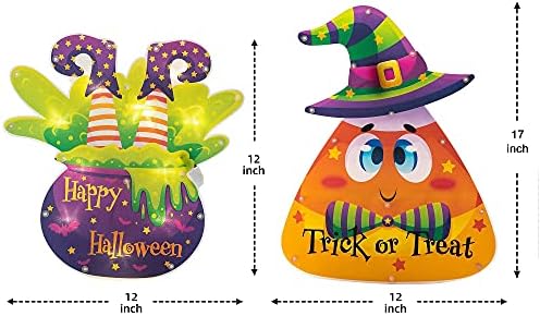 JOYIN 2 Csomag Halloween Dekoráció Ablak Sziluett Ünnep Kijelző, LED világít Halloween Ablak, Lámpa, Égő 17 Cukorka