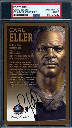 Carl Eller PSA DNS Aláírt Hall of Fame Bronz Mellszobor, Képeslap Autogram - NFL-Vágott Aláírás