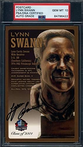 Lynn Swann Gem Menta 10 PSA DNS Aláírt HOF Bronz Mellszobor, Képeslap Autogram - NFL-Vágott Aláírás