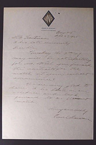 1925-ben a Notre Dame Aláírt Levelet Frank Donovan Ohio Állam Harcol Ír 16H - Főiskolai Vágott Aláírás