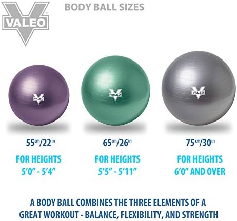 Valeo Gyakorlat Body Ball - Professzionális Anti-Tört Fitness, Egyensúly Labda a Pilates, Jóga, Stabilitást Edzés &