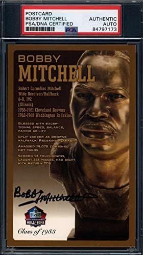 Bobby Mitchell PSA DNS Aláírt Hall of Fame Bronz Mellszobor Dedikált Képeslap - MLB Vágott Aláírás