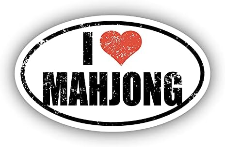 Imádom Mahjong én Szívem Euro Ovális Matrica Vinil-3M Matrica 3 x 5