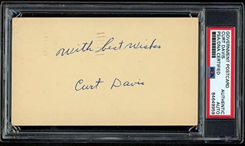 Curt Davis Dedikált/Feliratos 1949 GPC Kormány Képeslap Phillies PSA/DNS - MLB Vágott Aláírás